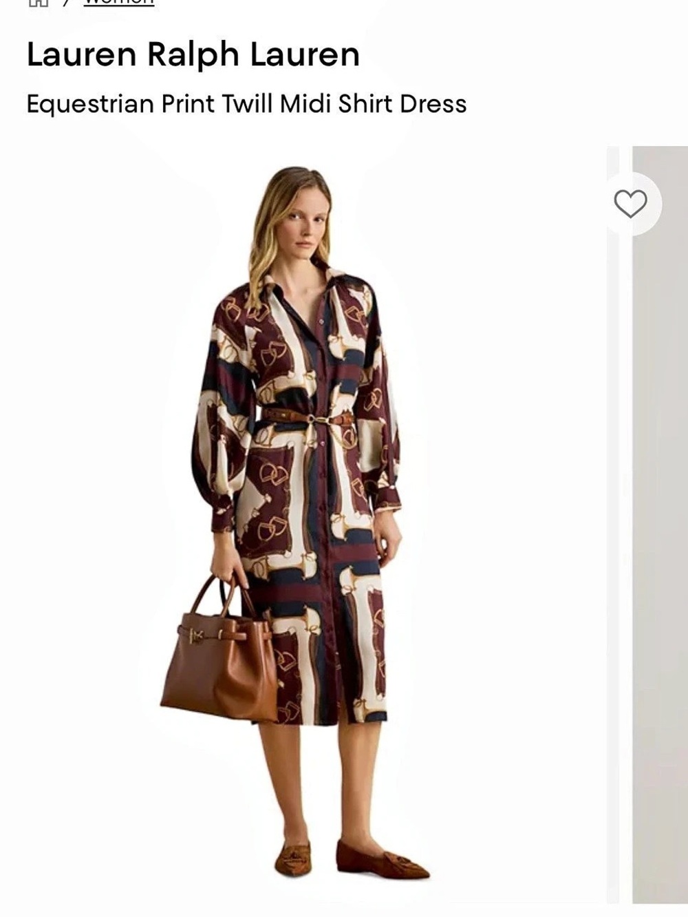 Lauren Ralph Lauren Equestrian Print Twill Midi Shirt Dress